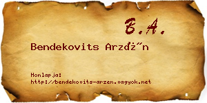 Bendekovits Arzén névjegykártya